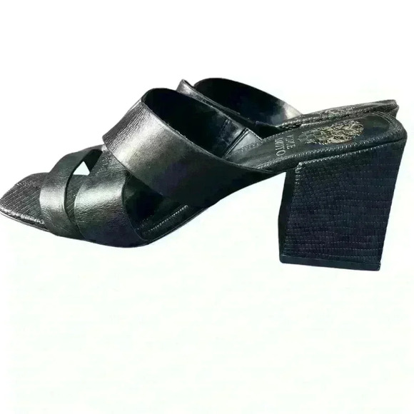 EUC Vince Camuto Jestimel Black Leather Slide Sandals Sz 8.5 EUC - Picture 6 of 7